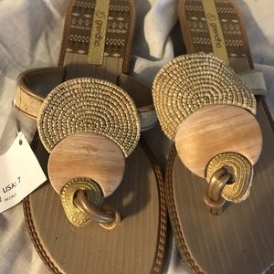 COPY - Ladies Grendha Aisha sandals. Gold and Bei…